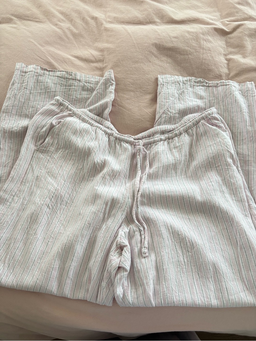 Light pink stripe linen pants